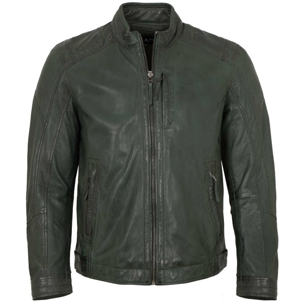 Jilani - Herren Lederjacke Lammnappa dunkelgrün-14512