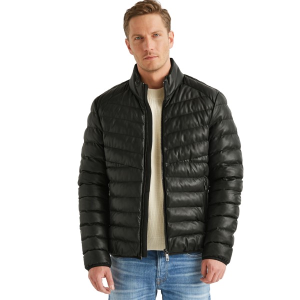 Milestone - Herren Lederjacke Steppjacke Lammnappa schwarz14323