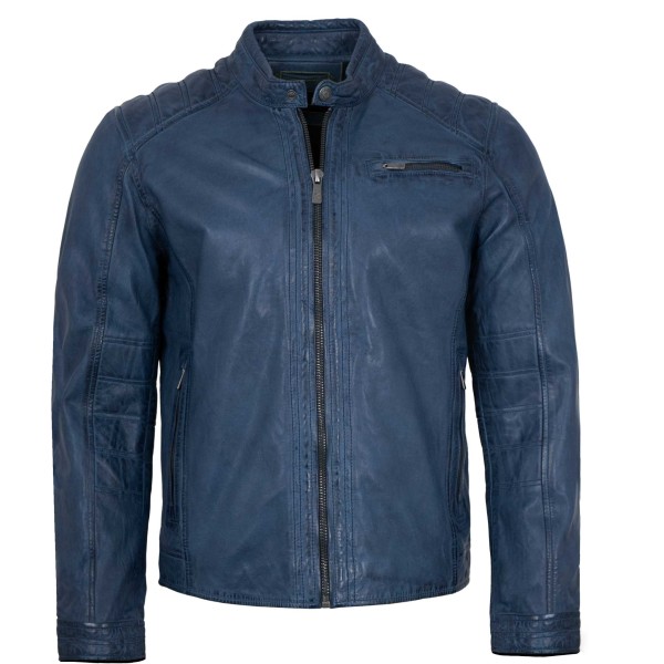 Jilani Collection - Herren Lederjacke Lammnappa blau-14378
