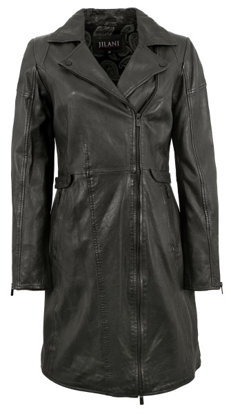 Jilani - Damen Ledermantel Lammnappa schwarz-13435