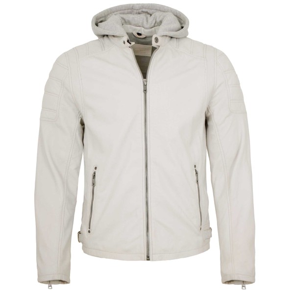 Mauritius - Herren Lederjacke Bikerjacke Lammnappa offwhite-14481