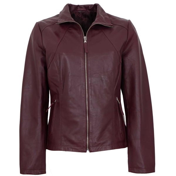 MADDOX - Damen Lederjacke Lammnappa bordo-14385