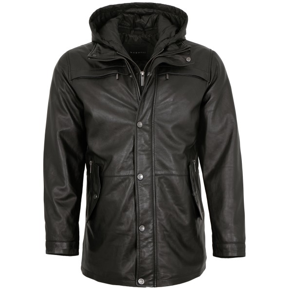 Bugatti - Herren Lederjacke Longjacke Lammnappa schwarz-14278