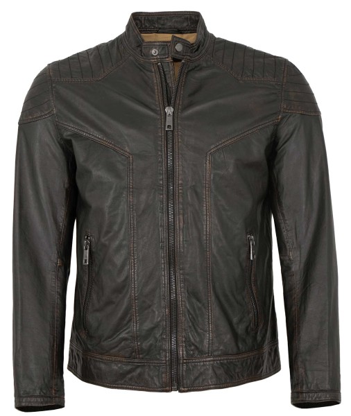 Milestone - Herren Lederjacke Lammnappa schwarz-14007