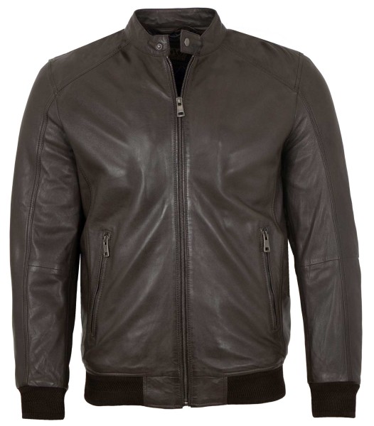 Existenz - Herren Lederjacke Blouson Kapuze Lammnappa dunkelbraun14171-2