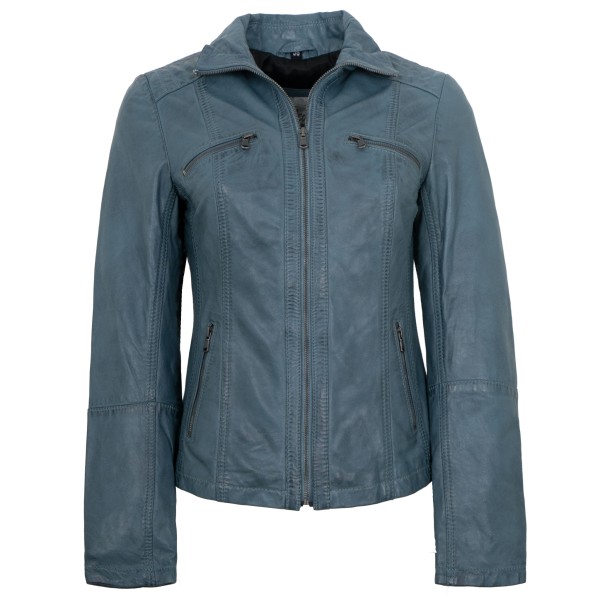 7eleven - Damen Lederjacke Lammnappa hellblau-14444