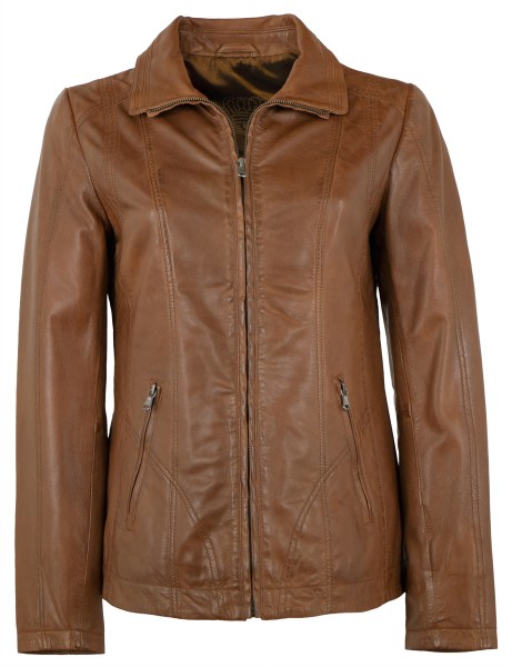 MADDOX - Damen Lederjacke Lammnappa whisky-13234