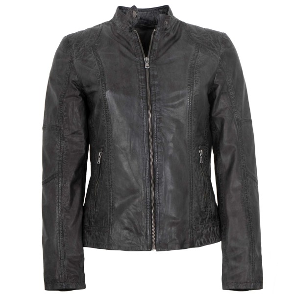 MADDOX - Damen Lederjacke Lammnappa schwarz anthrazit-14515