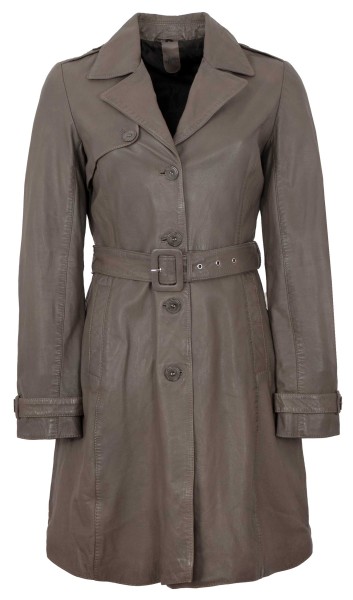 Gipsy - Damen Trenchcoat Ledermantel Lammnappa taupe-13965