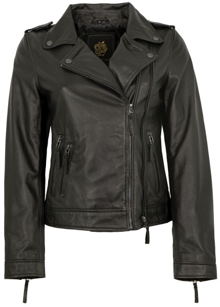 Apple of Eden - Damen Lederjacke Bikerjacke Lammnappa schwarz-13809