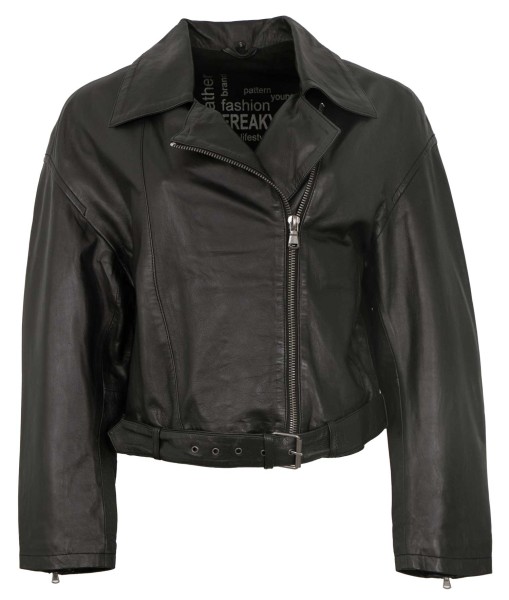 Freaky Nation - Damen Lederjacke Oversized-Look Lammnappa schwarz-14192