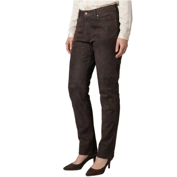 MADDOX - Damen Lederhose Lammnubuk braun-14488