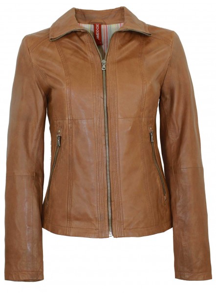 Maddox - Damen Lederjacke Lammnappa whisky braun-12499