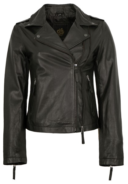 Apple of Eden - Damen Lederjacke Bikerjacke Lammnappa schwarz-13806