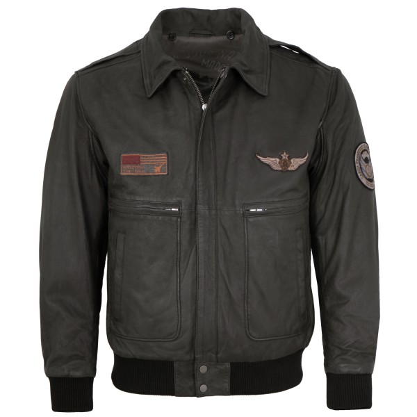 Maddox - Herren Lederjacke Fliegerjacke Lammnubuk schwarz-12661-1