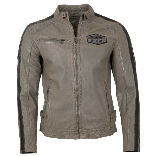 Gipsy by Mauritius - Herren Lederjacke Racingjacke Lammnappa grey II-14214
