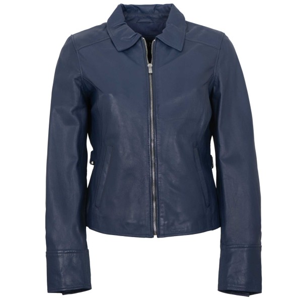 Jilani - Damen Lederjacke Lammnappa dunkelblau-14483