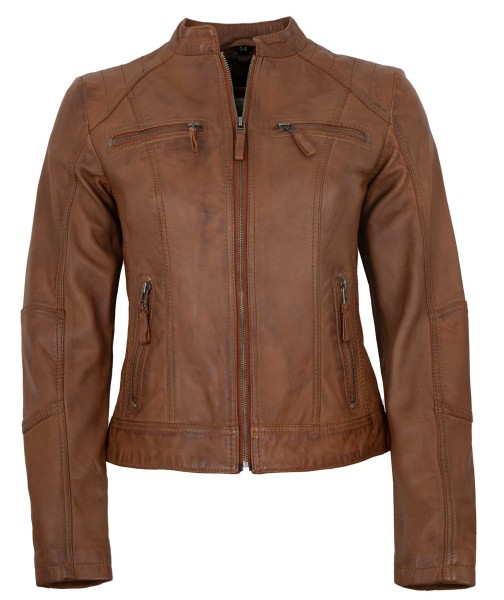 7eleven - Damen Lederjacke Lammnappa cognac-14035