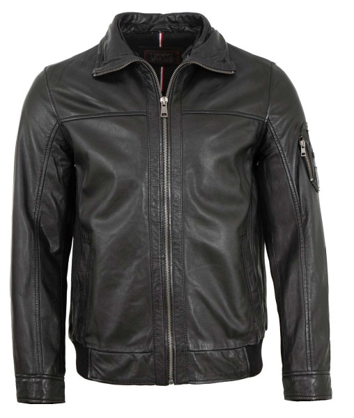 Existenz - Herren Lederjacke Blouson Kunstfell Lammnappa schwarz-14177-3