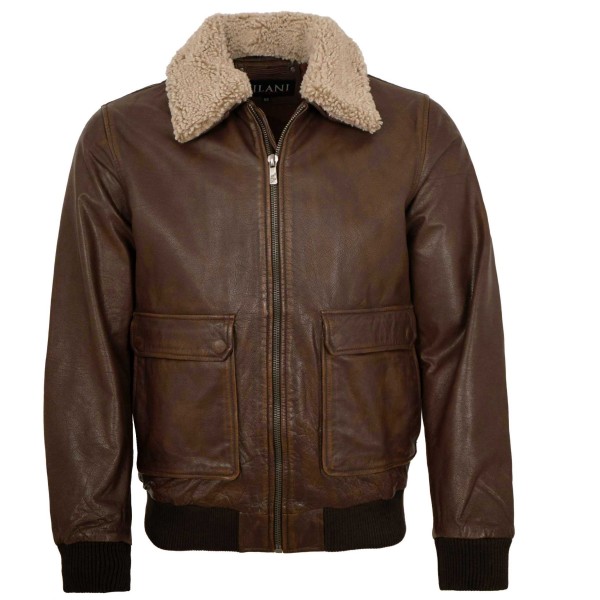 Jilani Collection - Herren Lederjacke Fliegerjacke Kalbleder braun antik-14412
