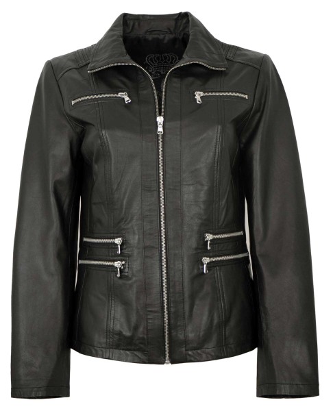 MADDOX - Damen Lederjacke Lammnappa schwarz-13981