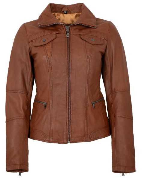 7eleven - Damen Lederjacke Lammnappa tobacco-13948