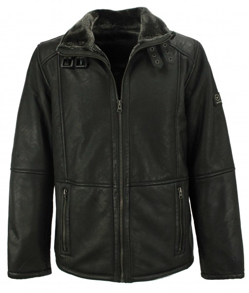 Redpoint - Herren Lederjacke Lammnubuk schwarz-10934