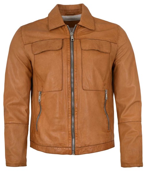 Milestone - Herren Lederjacke Lammnappa gebranntes orange-14011