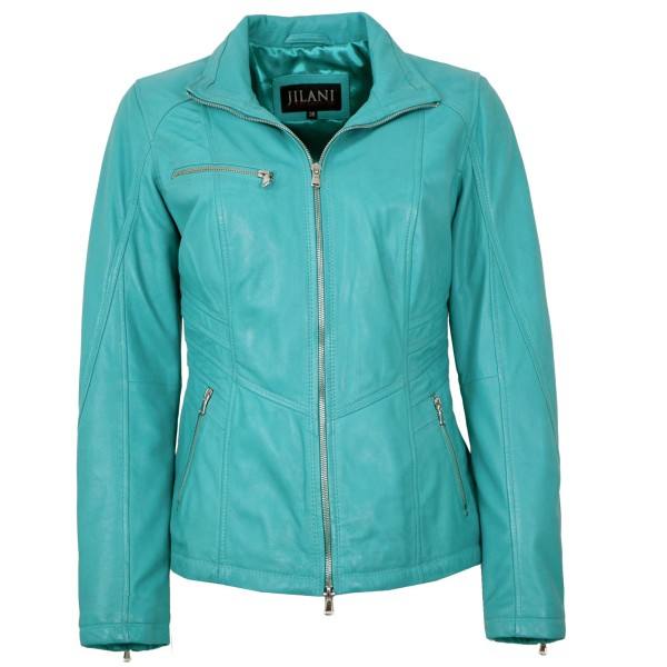 Jilani - Damen Lederjacke Lammnappa mermaid türkisblau-14222