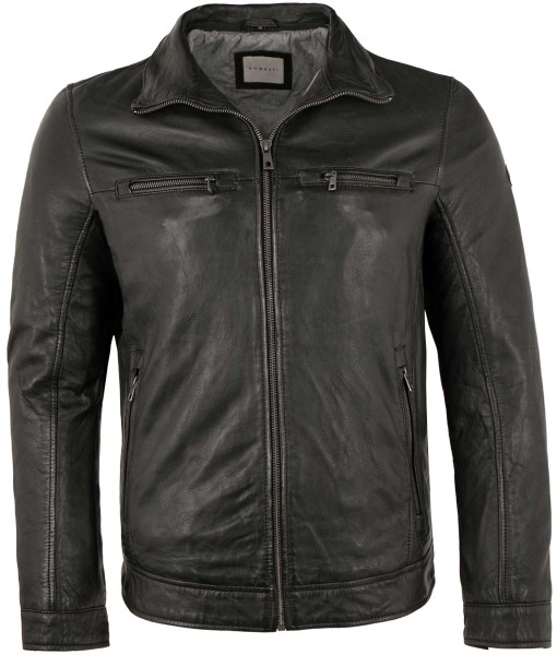 Bugatti - Herren Lederjacke Lammnappa schwarz-13195-2