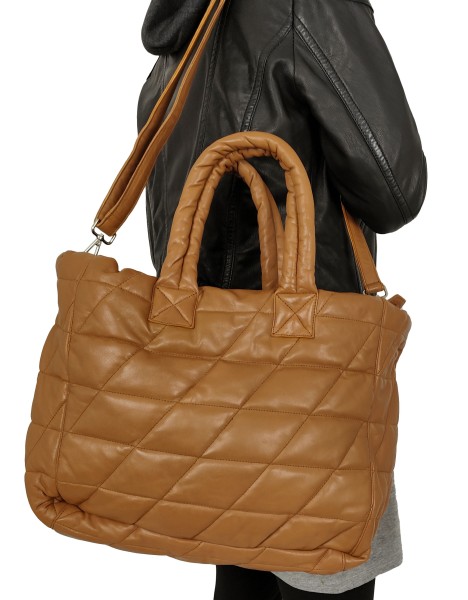 Damen Lederhandtasche Shopper Lammnappa cognac-13858-B