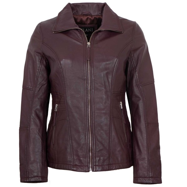 Jilani Collection - Damen Lederjacke Lammnappa burgundy-14469