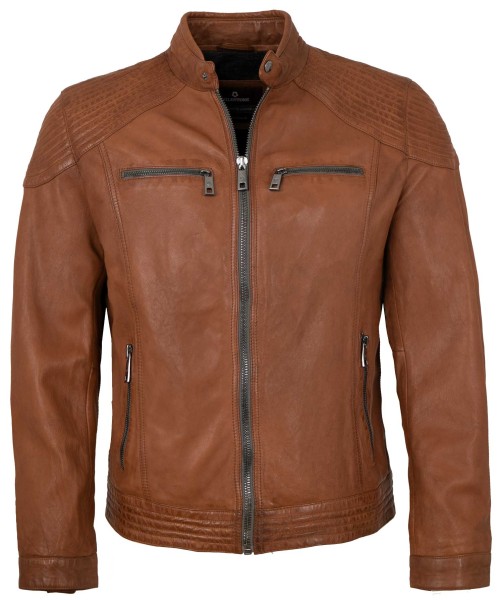 Milestone - Herren Lederjacke Lammnappa cognac-13876