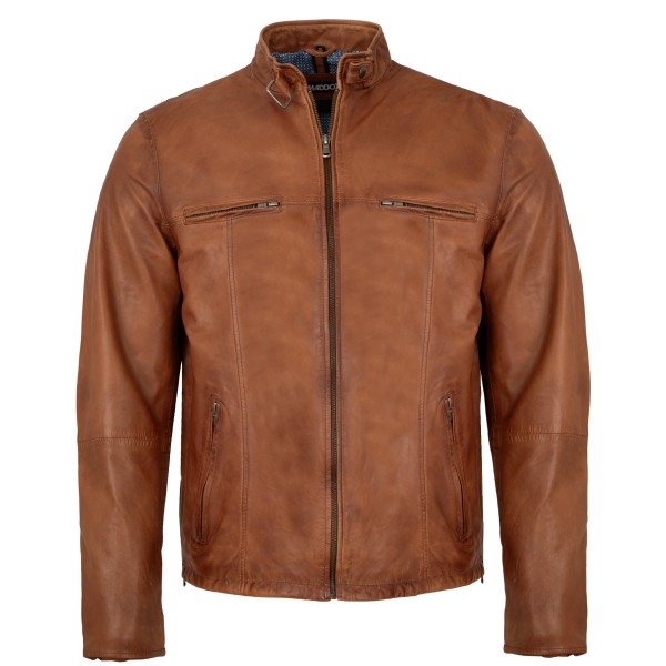 MADDOX - Herren Lederjacke Lammnappa cognac-14237