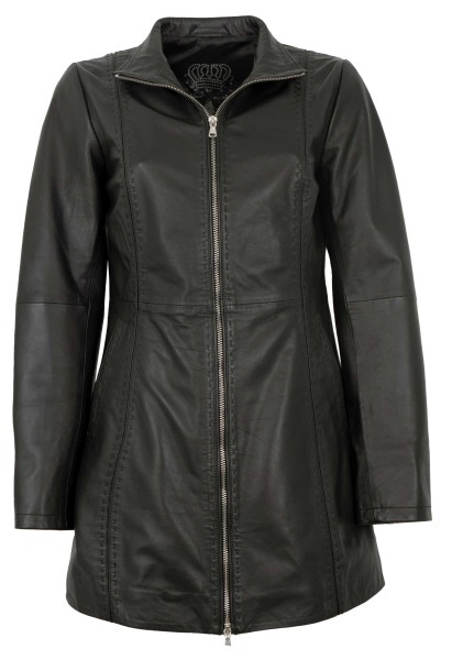 MADDOX - Damen Ledermantel Longjacke Lammnappa schwarz-13983