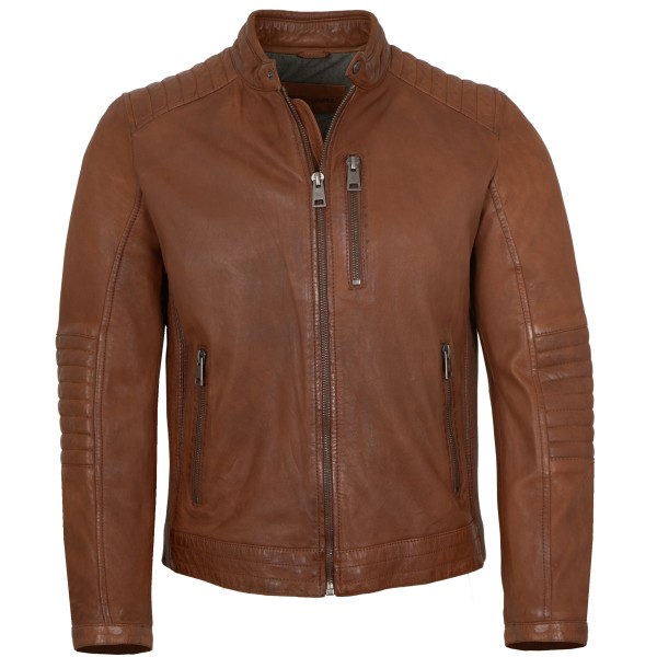 Milestone - Herren Lederjacke Lammnappa teracotta-14329