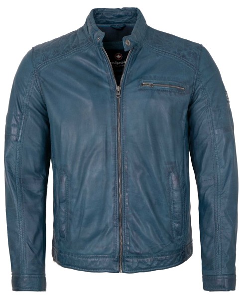 Redpoint - Herren Lederjacke Lammnappa türkisblau-10453