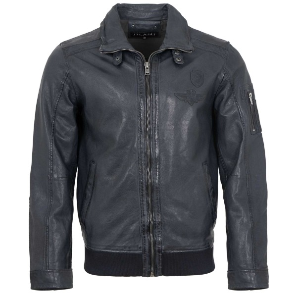 Jilani Collection - Herren Lederjacke Pilotenjacke Lammnappa navy-14363