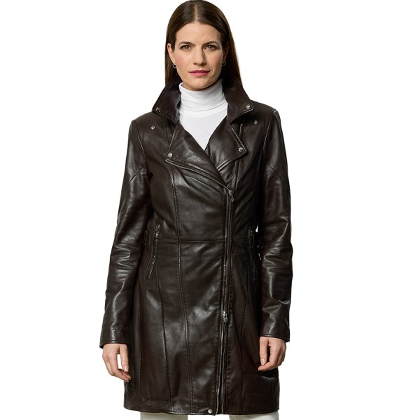 Jilani - Damen Ledermantel Lammnappa chocolate torte-14317