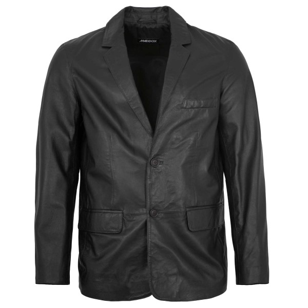 MADDOX - Herren Lederjacke Sakko Lammnappa schwarz-12926