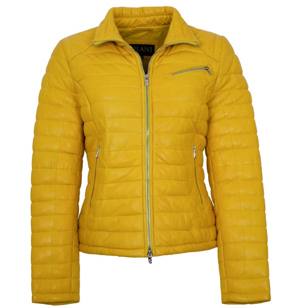 Jilani Collection - Damen Lederjacke Steppjacke Lammnappa gelb-14314