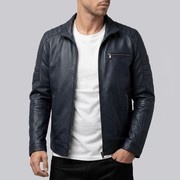 OTTO KERN - Herren Lederjacke Lammnappa navy