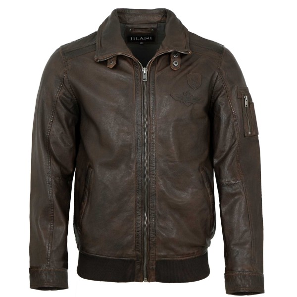 Jilani Collection - Herren Lederjacke Pilotenjacke Lammnappa braun-14364