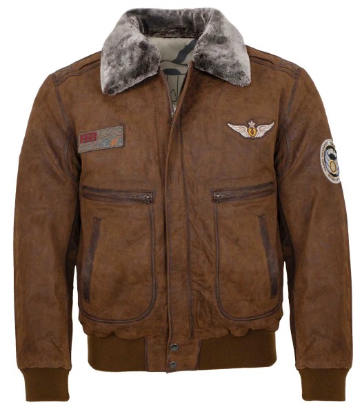 Maddox - Herren Lederjacke Fliegerjacke echtes Leder cognac-12662