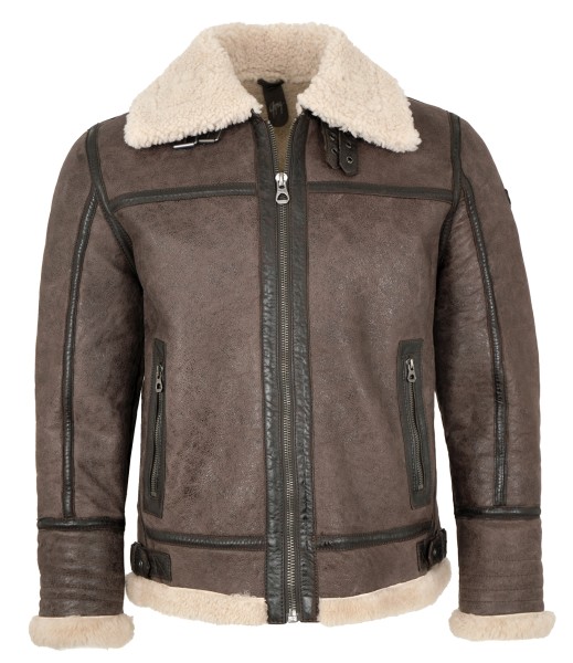 Gipsy - Herren Lammfelljacke Lederjacke dunkelbraun antik-13909