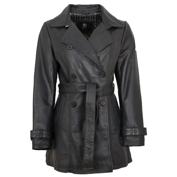 OTTO KERN - Damen Ledermantel Trenchcoat Lammnappa anthra-14292