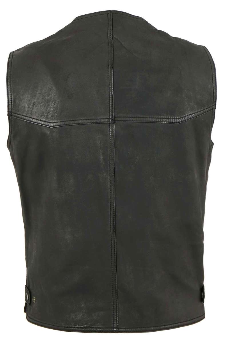 MADDOX Herren Lederweste Lammnubuk schwarz antik