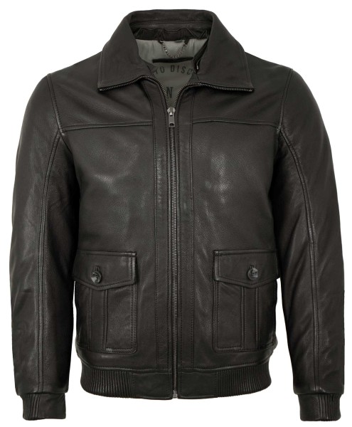 Deercraft - Herren Lederjacke Lammfellkragen Lammnappa schwarz-13957-2