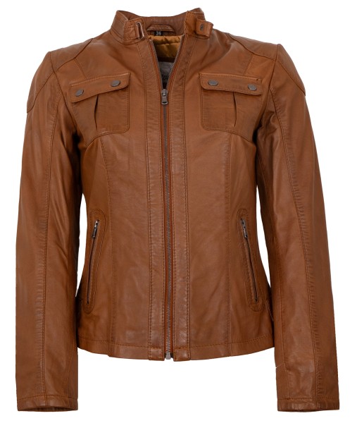 7eleven - Damen Lederjacke Lammnappa tobacco-13930