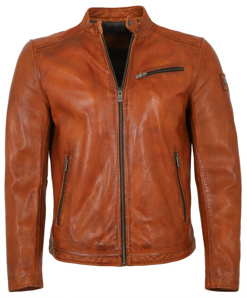 Milestone - Herren Lederjacke Lammnappa gebranntes orange-13060